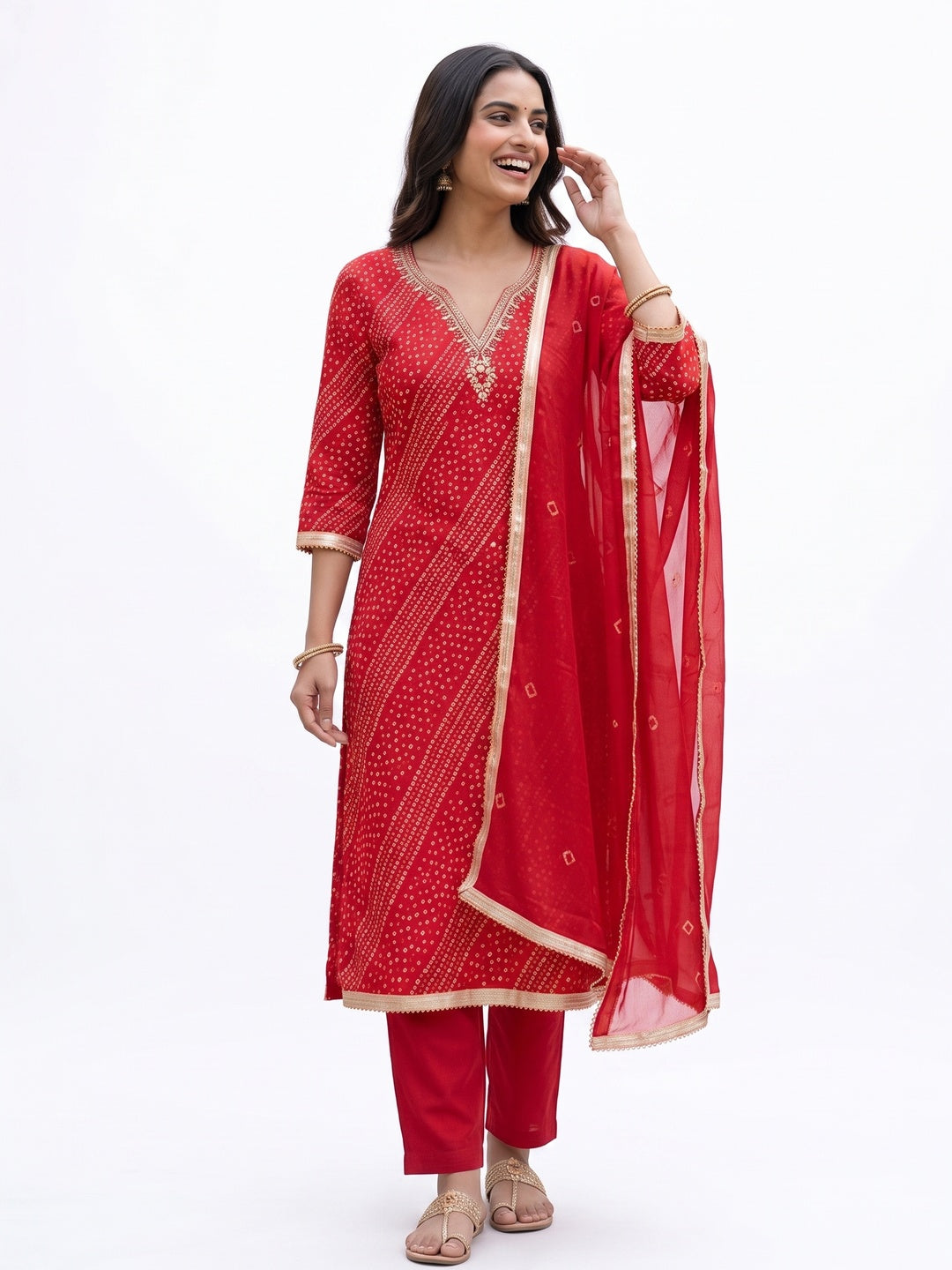 Peachmode Red Unstitched Dress Material - Image 7