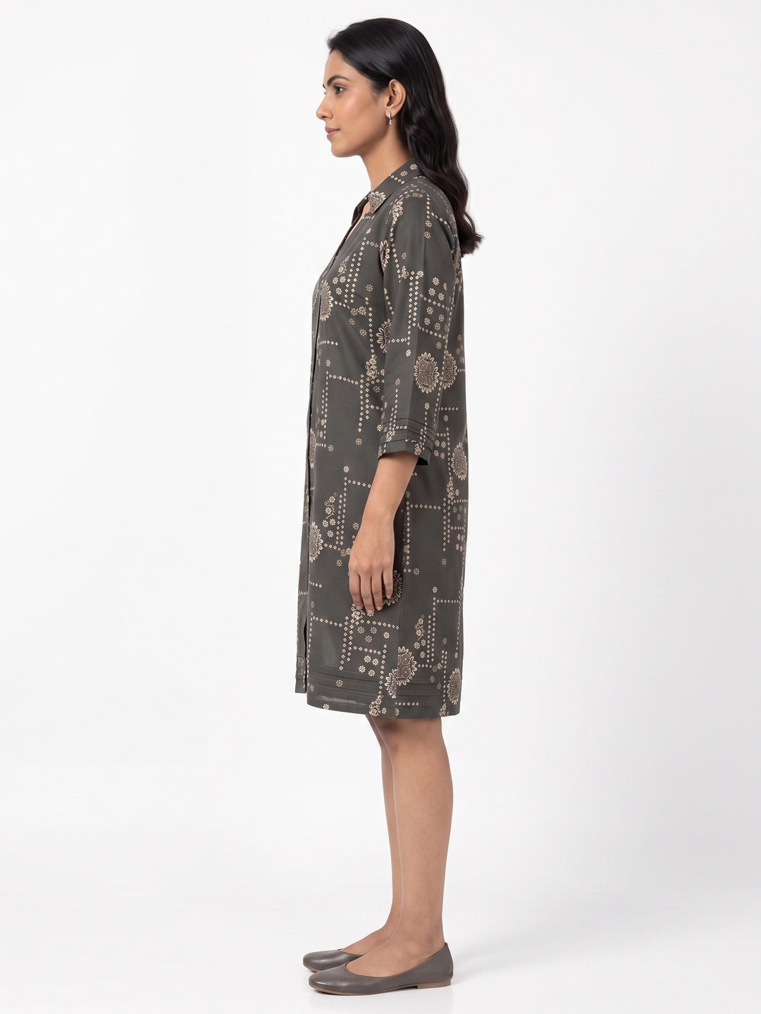 Dark Grey Rayon Printed Shirt - Image 6