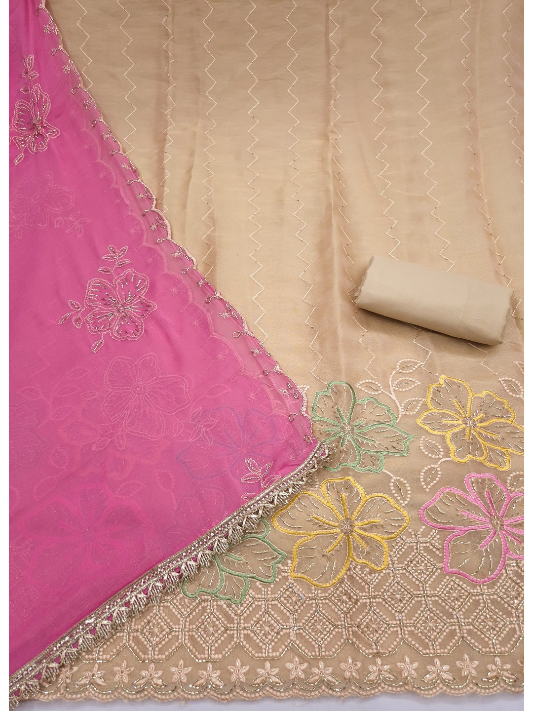 Peachmode Chikoo Pink 11718 Unstitched Dress Material - Image 4