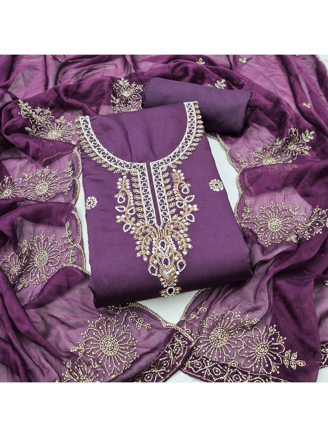 Peachmode Purple 11719 Unstitched Dress Material - Image 5