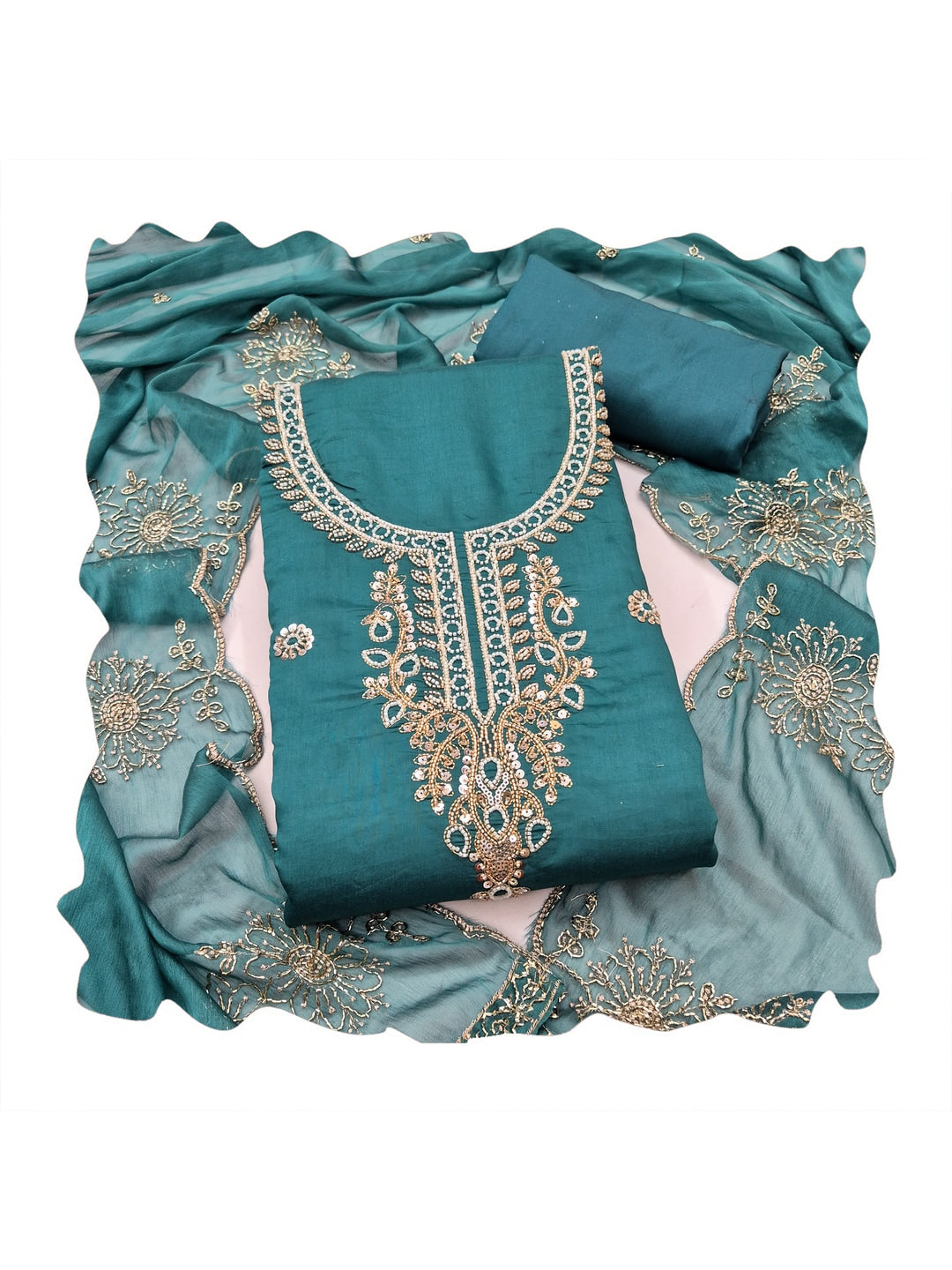 Peachmode Green 11719 Unstitched Dress Material - Image 1