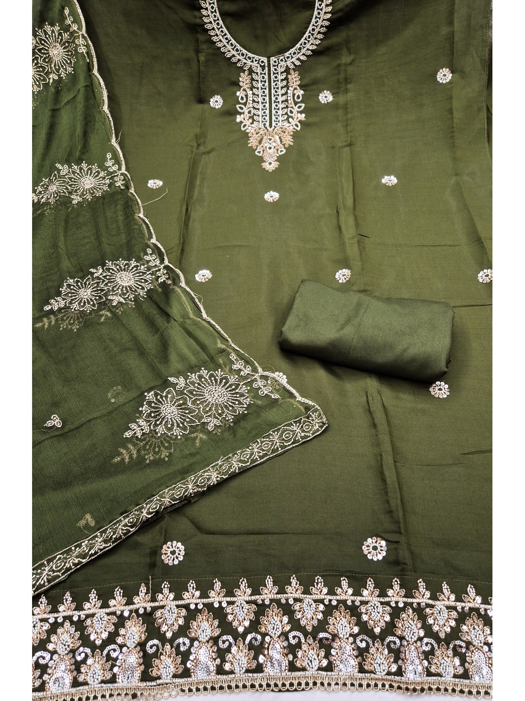 Peachmode Green 11719 Unstitched Dress Material - Image 4