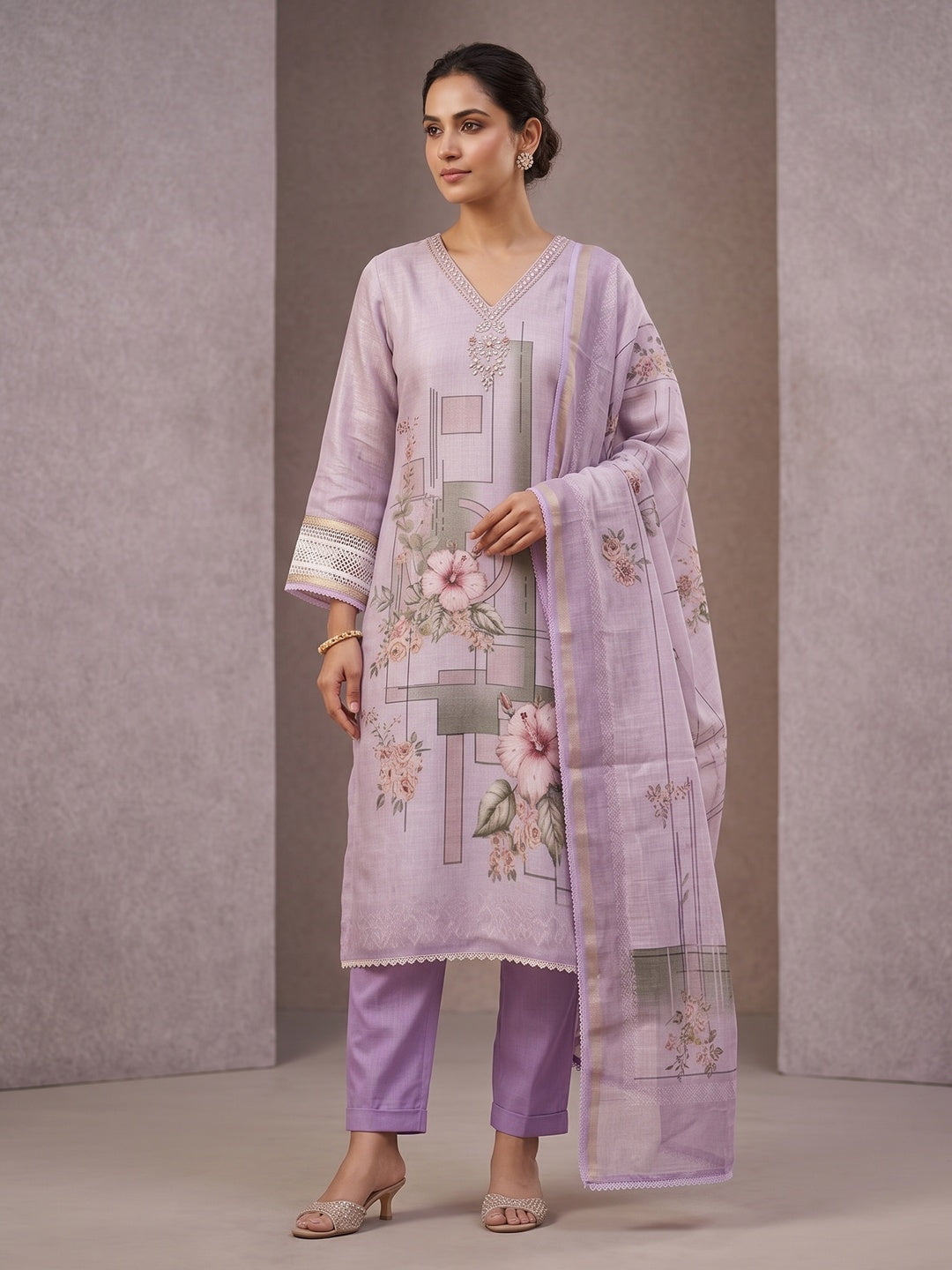 Peachmode Purple 11730 Unstitched Dress Material - Image 2