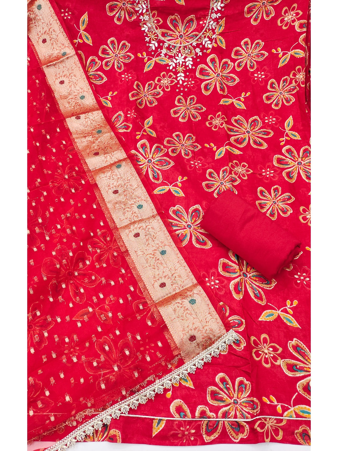 Peachmode Red 11731 Unstitched Dress Material - Image 4