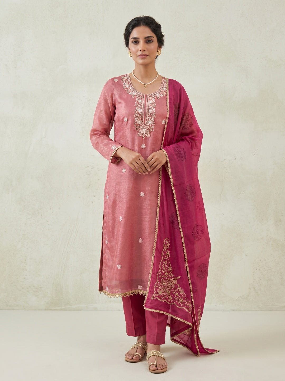 Peachmode Pink 11735 Unstitched Dress Material - Image 2