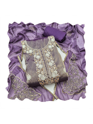 Peachmode Purple 11735 Unstitched Dress Material - Image 1