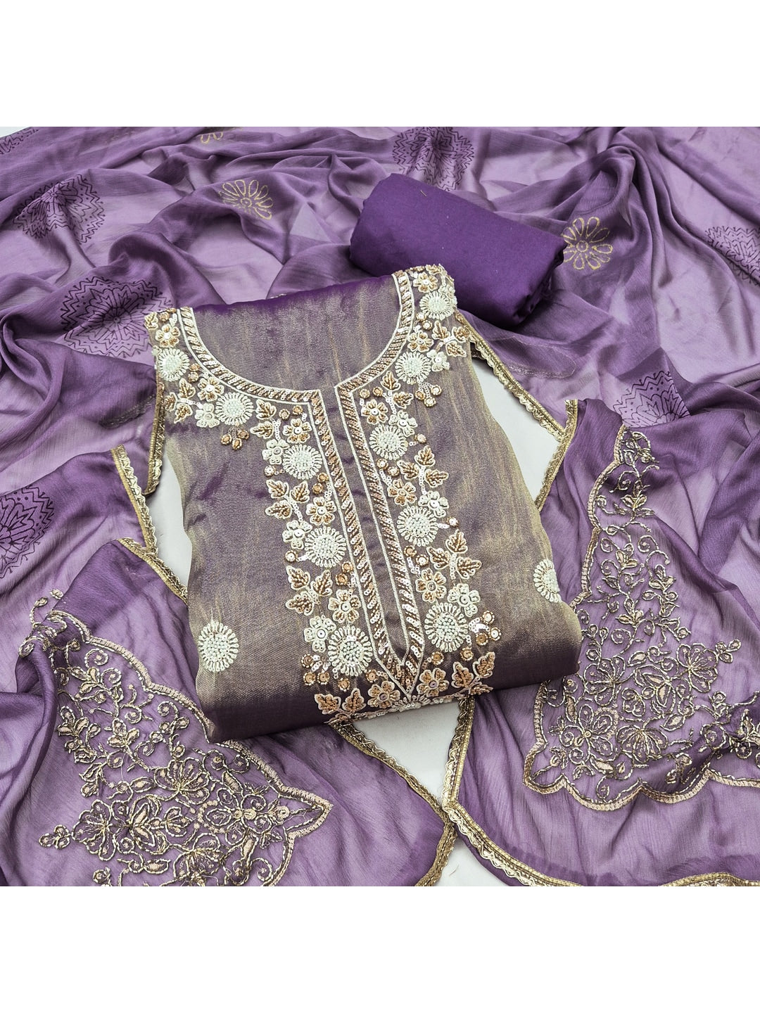 Peachmode Purple 11735 Unstitched Dress Material - Image 5
