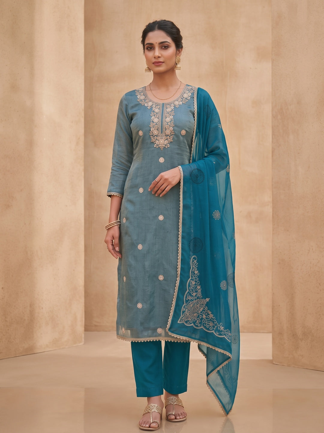Peachmode Blue 11735 Unstitched Dress Material - Image 2