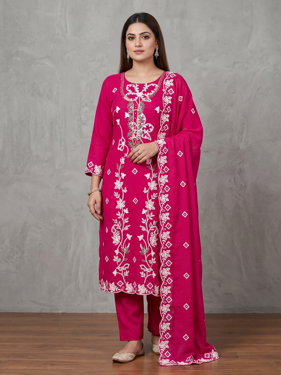 Peachmode Pink Unstitched Dress Material - Image 2
