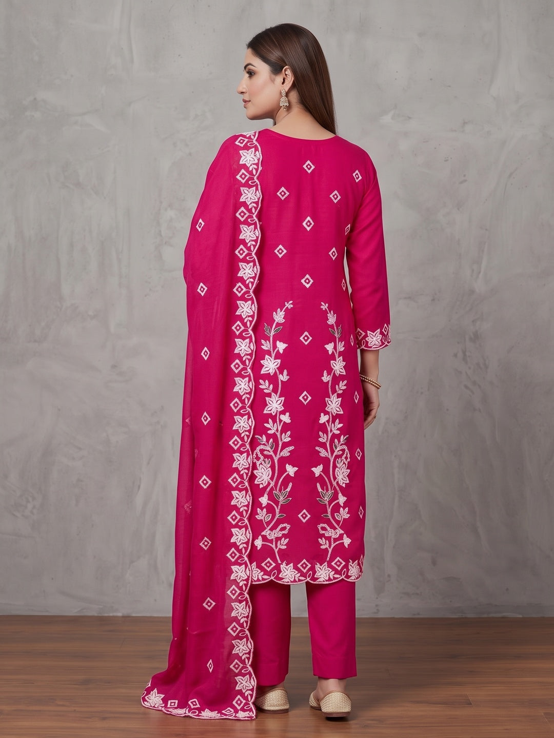 Peachmode Pink Unstitched Dress Material - Image 5