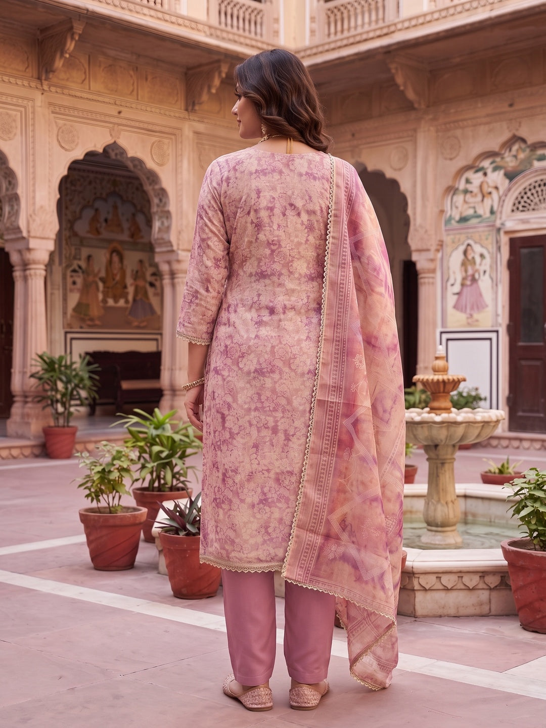 Peachmode Mauve Unstitched Dress Material - Image 5