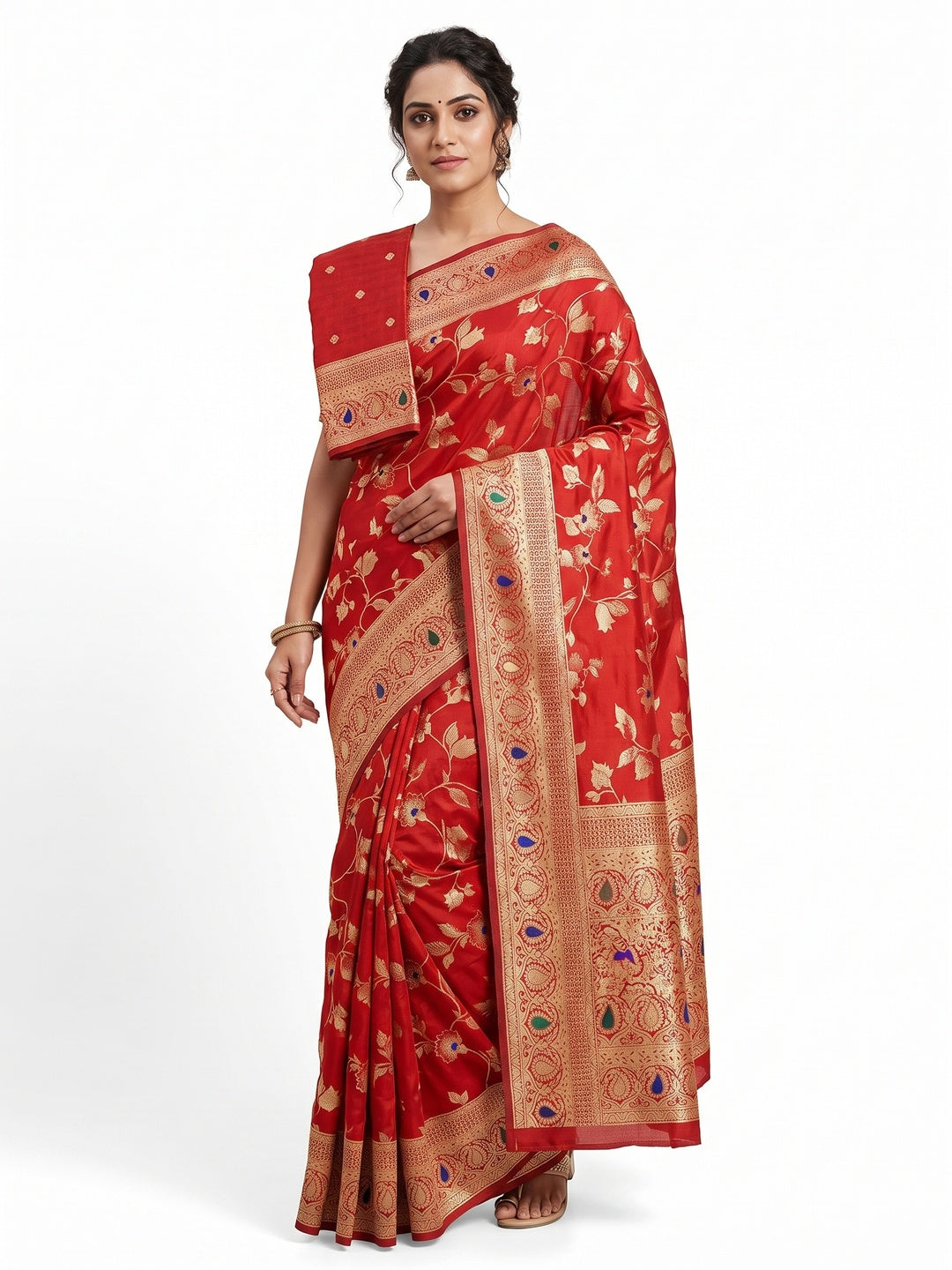 Red Heritage Pure Silk Saree with Heavy Zari Work - Image 1