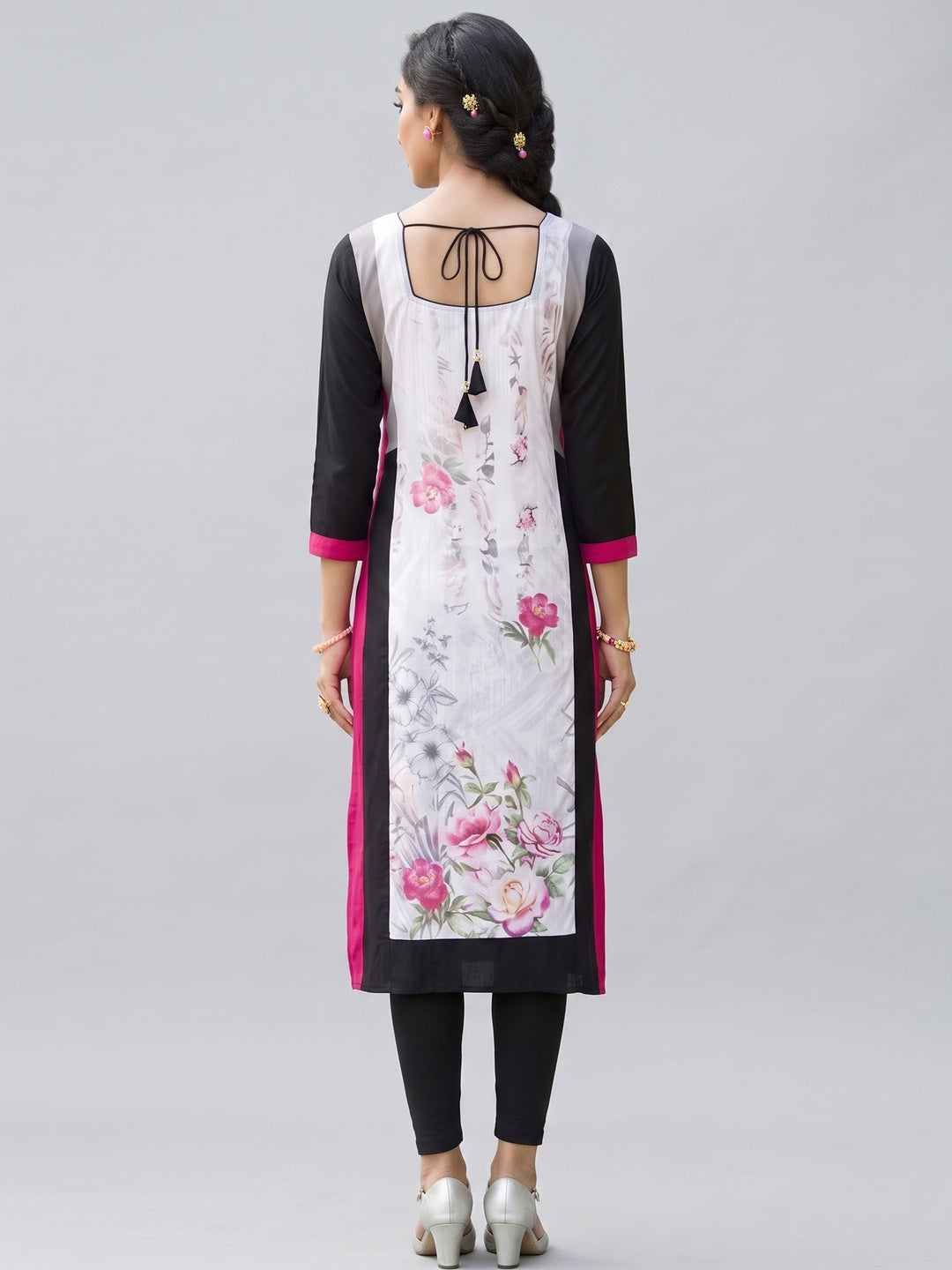Classy White Colored Casual Printed Rayon Kurti - Image 2