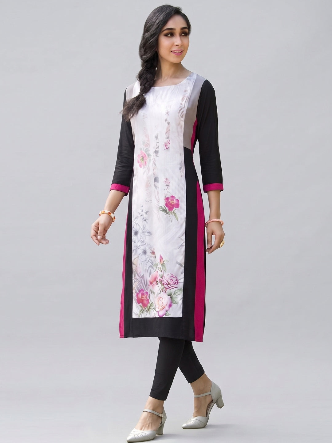 Classy White Colored Casual Printed Rayon Kurti - Image 4