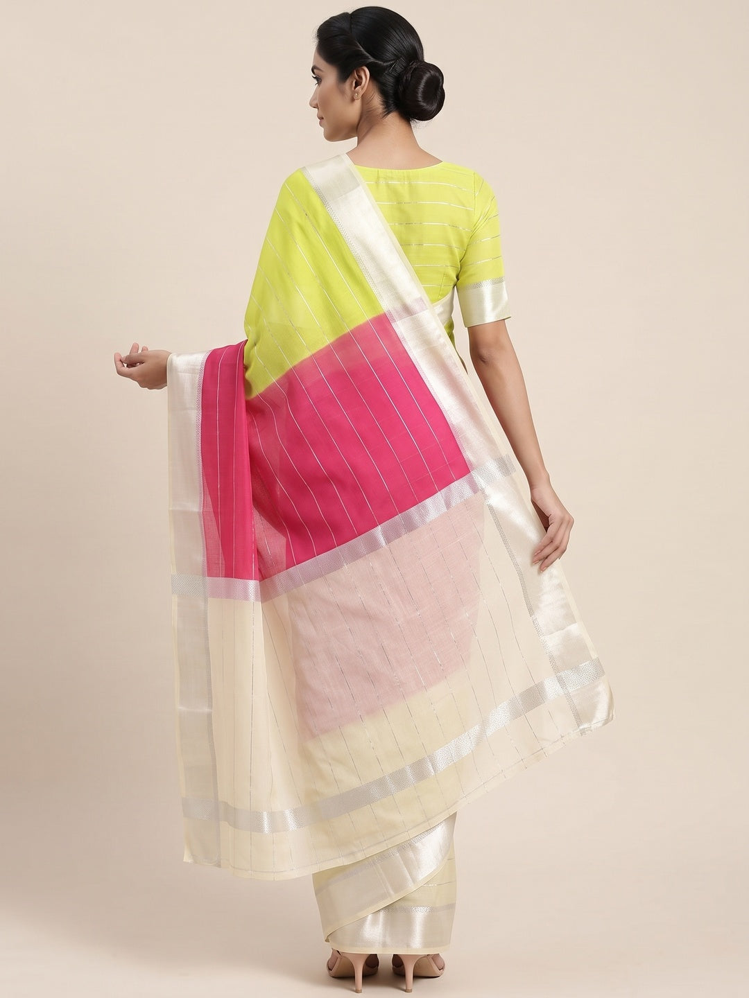Multicolor Geometric Weaving Georgette Saree - Image 2