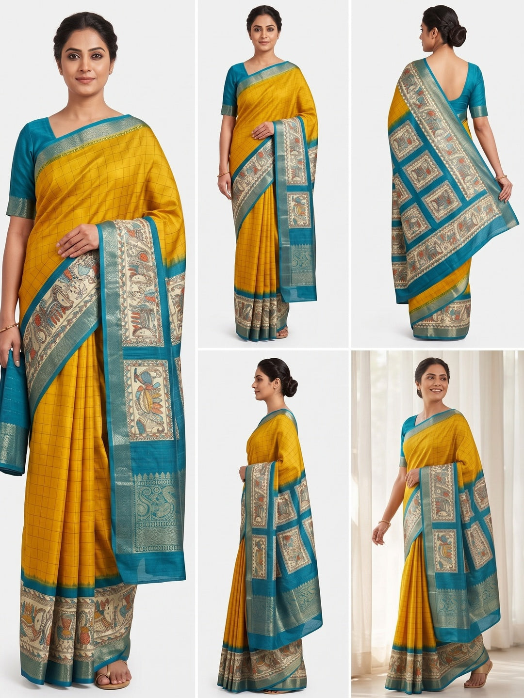 Yellow Weaving Dola Silk Saree With Zari Border - Image 4