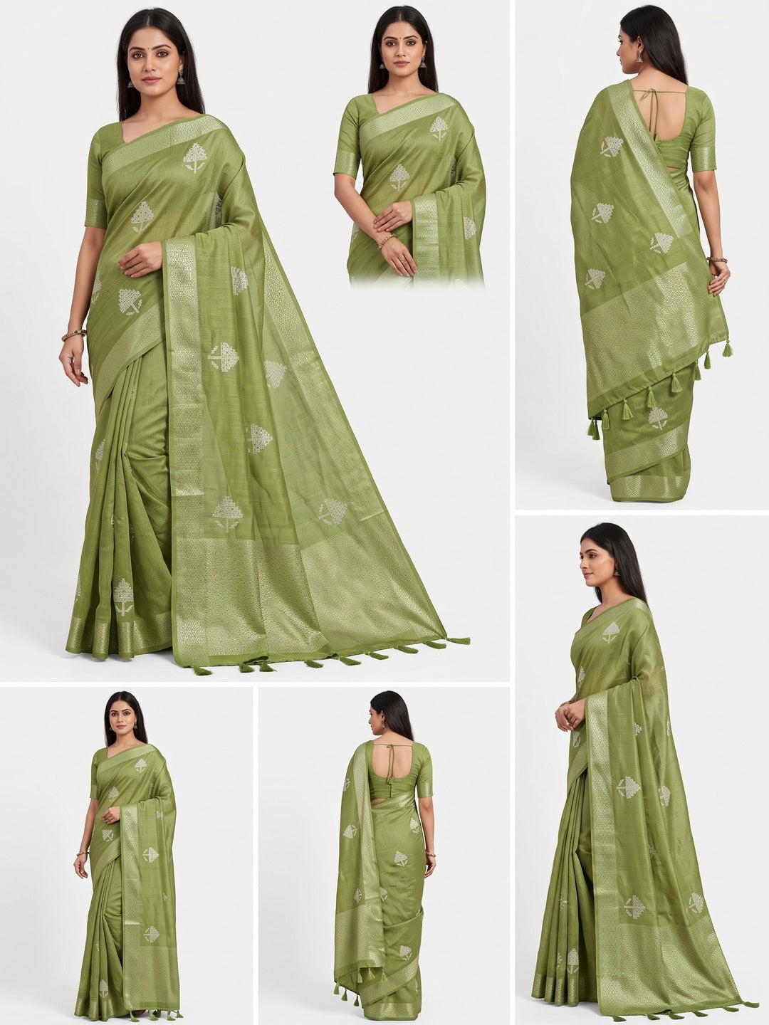 Green Embroidered Art Silk Saree Adorned With Classic Zari Weaving Details - Image 1