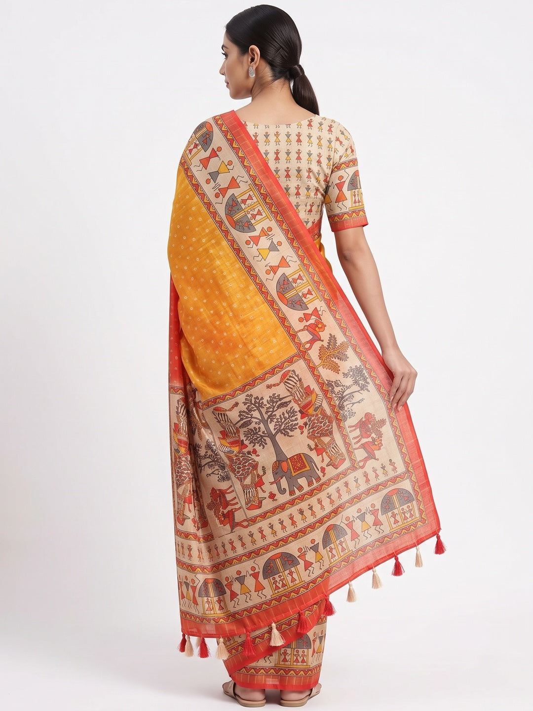 Multicolor Bandhani Printed Maheshwari Cotton Silk Saree for Festive Charm - Image 2