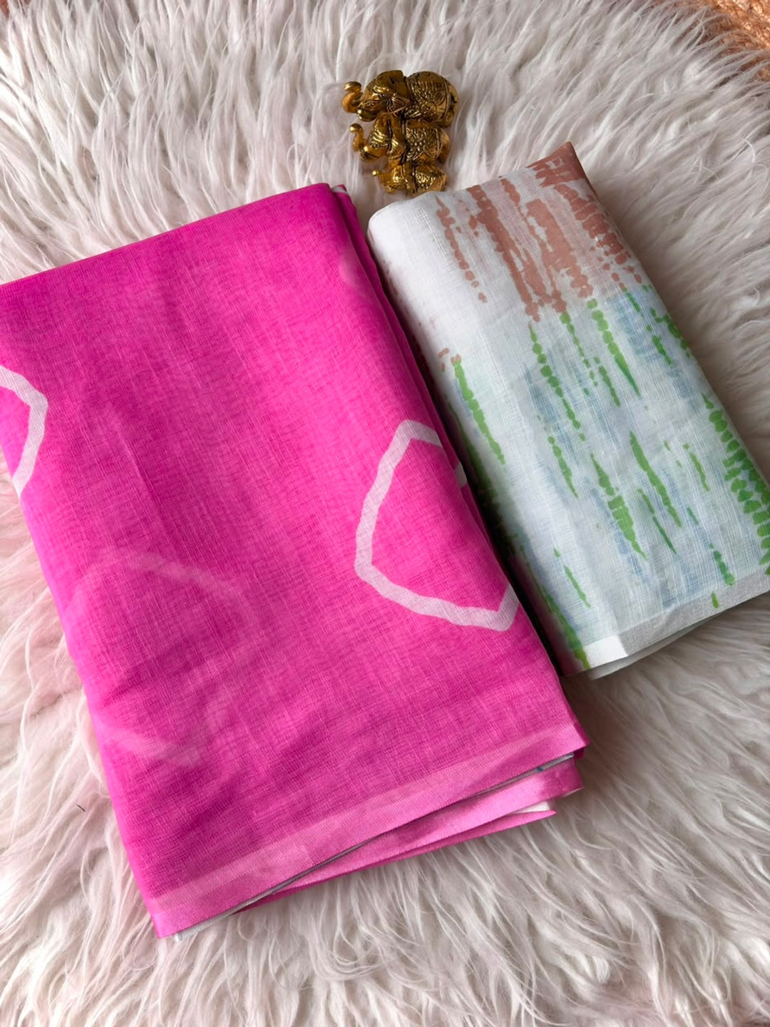 Peachmode Pink Shibori Printed Linen Cotton Saree - Image 2