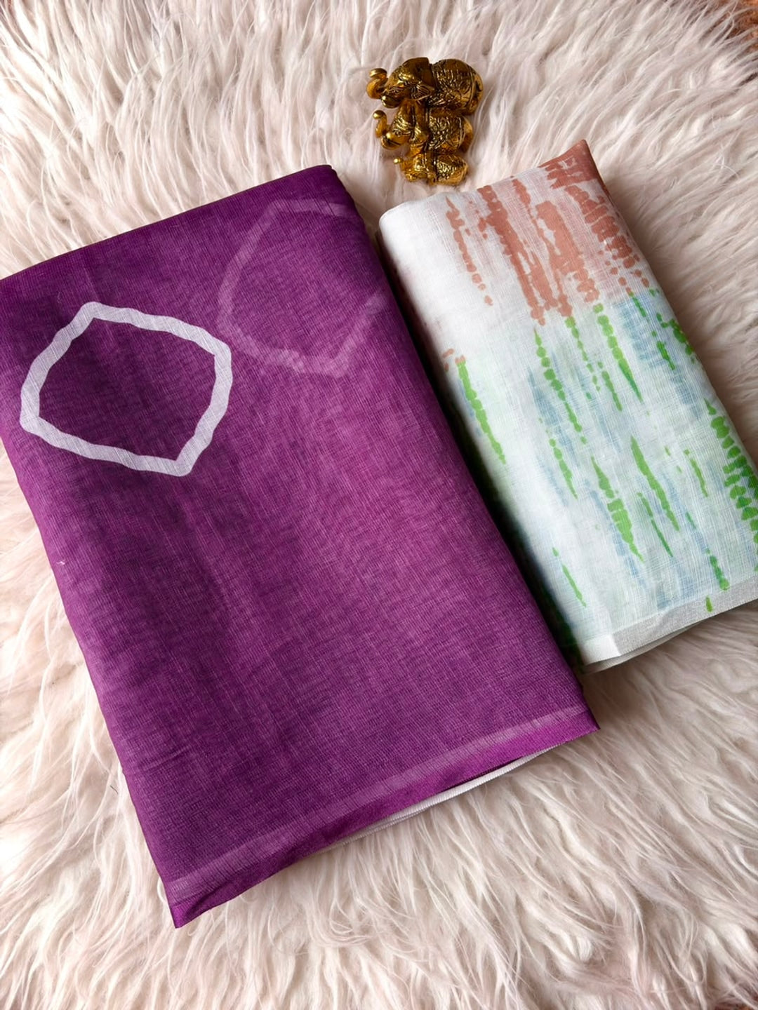 Peachmode Wine Shibori Printed Linen Cotton Saree - Image 2