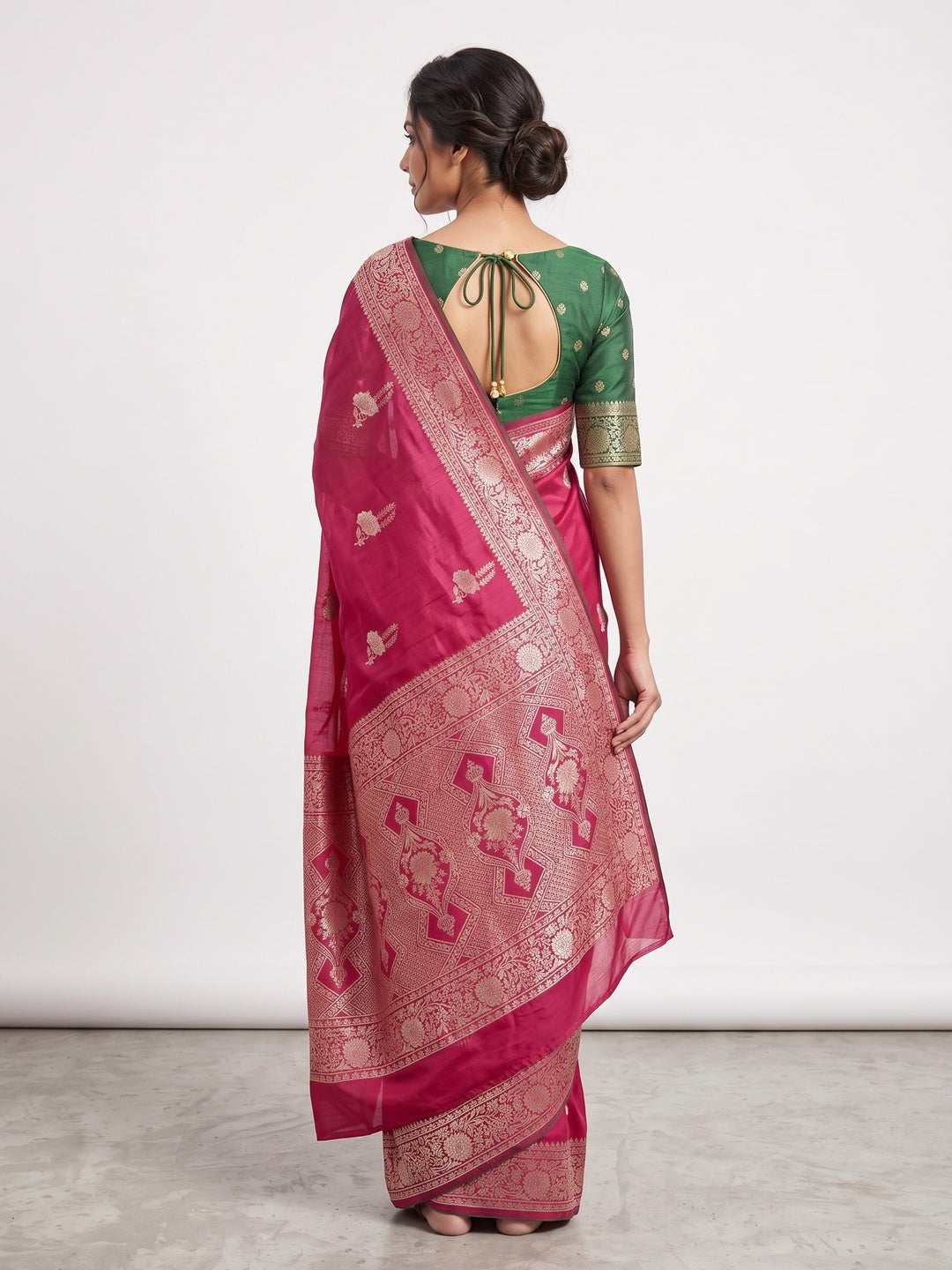 Pink Traditional Muslin Soft Saree Featuring Luxurious Meenakari Zari Patterns - Image 2