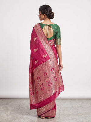 Pink Traditional Muslin Soft Saree Featuring Luxurious Meenakari Zari Patterns - Image 2