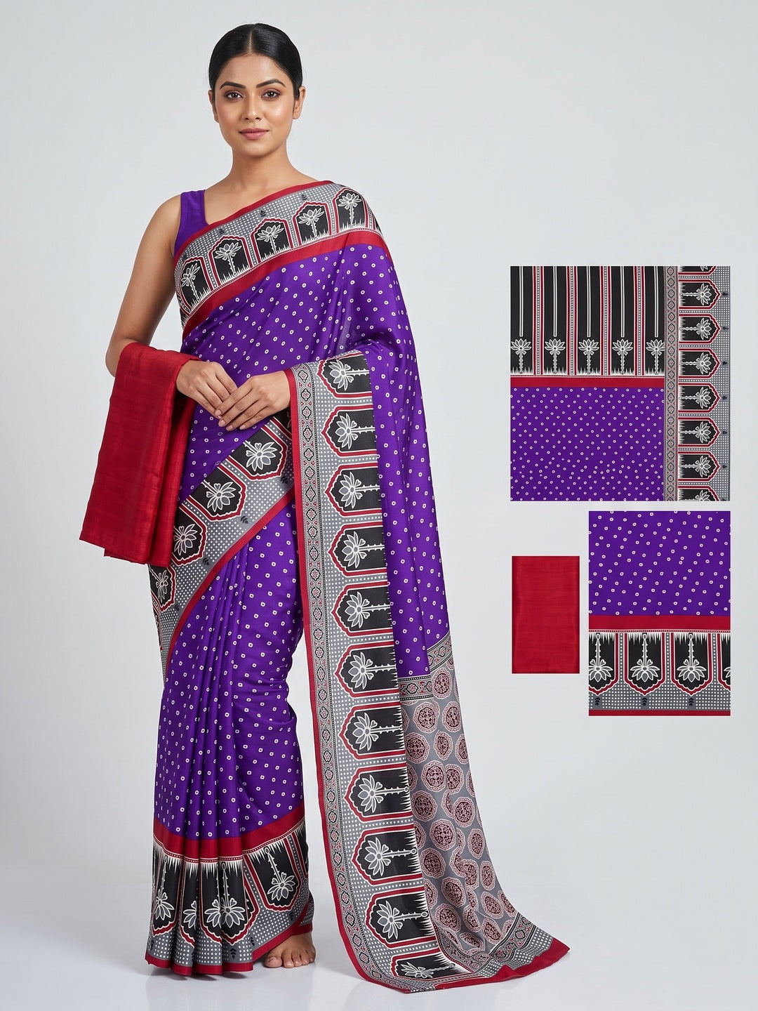 Classic Violet Crepe Silk Saree Enhanced with Bandhani Work for Timeless Appeal - Image 2