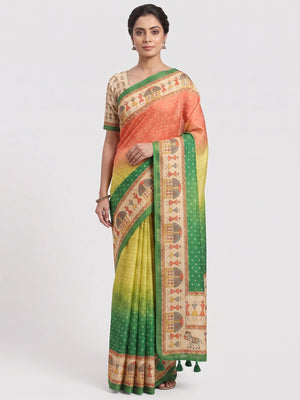 Multicolor Maheshwari Cotton Silk Saree with Heritage Bandhani Design - Image 1