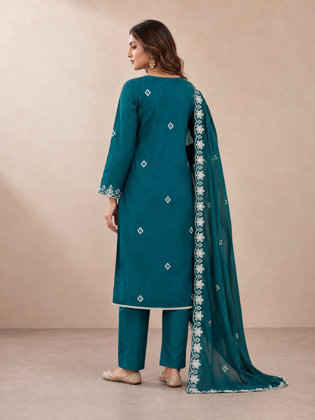 Peachmode Blue Unstitched Dress Material - Image 5