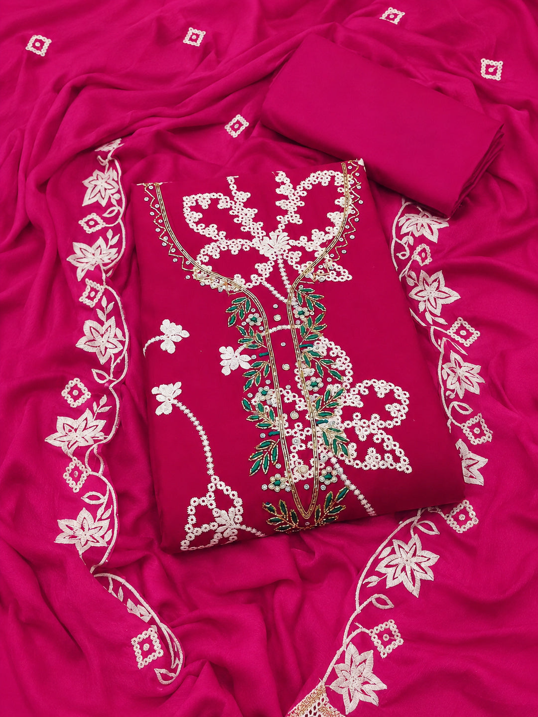Peachmode Pink Unstitched Dress Material - Image 1