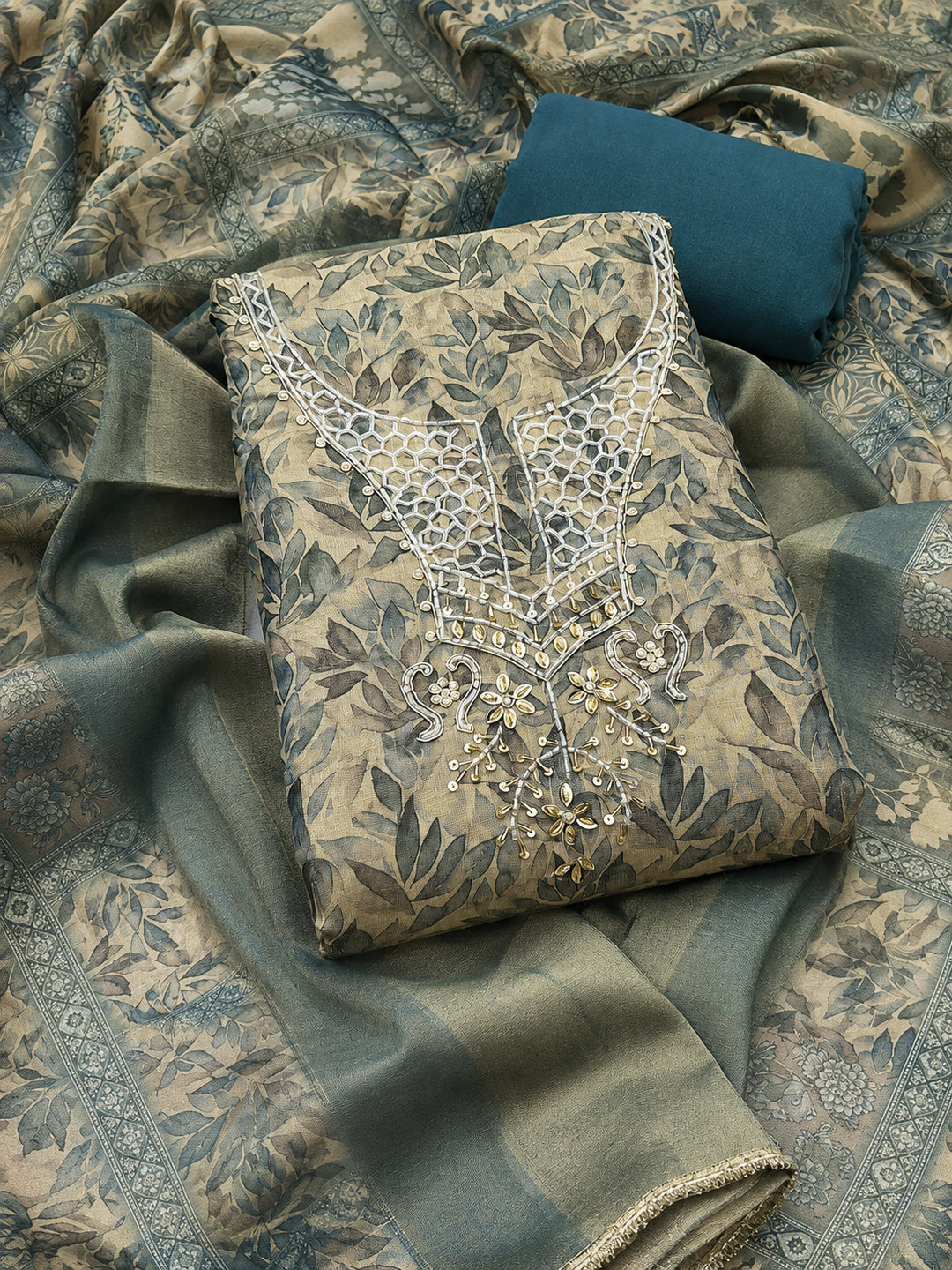 Peachmode Blue Unstitched Dress Material - Image 1