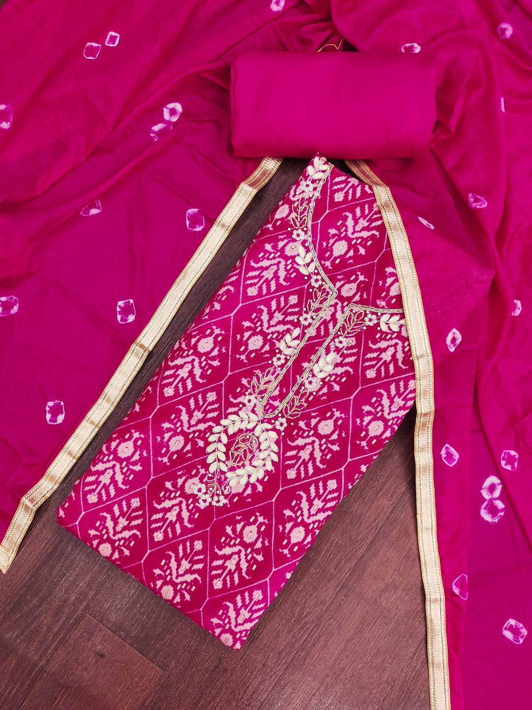 Peachmode Pink Unstitched Dress Material - Image 1