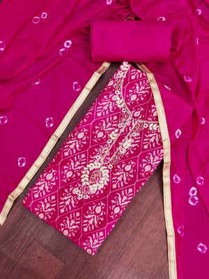 Peachmode Pink Unstitched Dress Material - Image 1