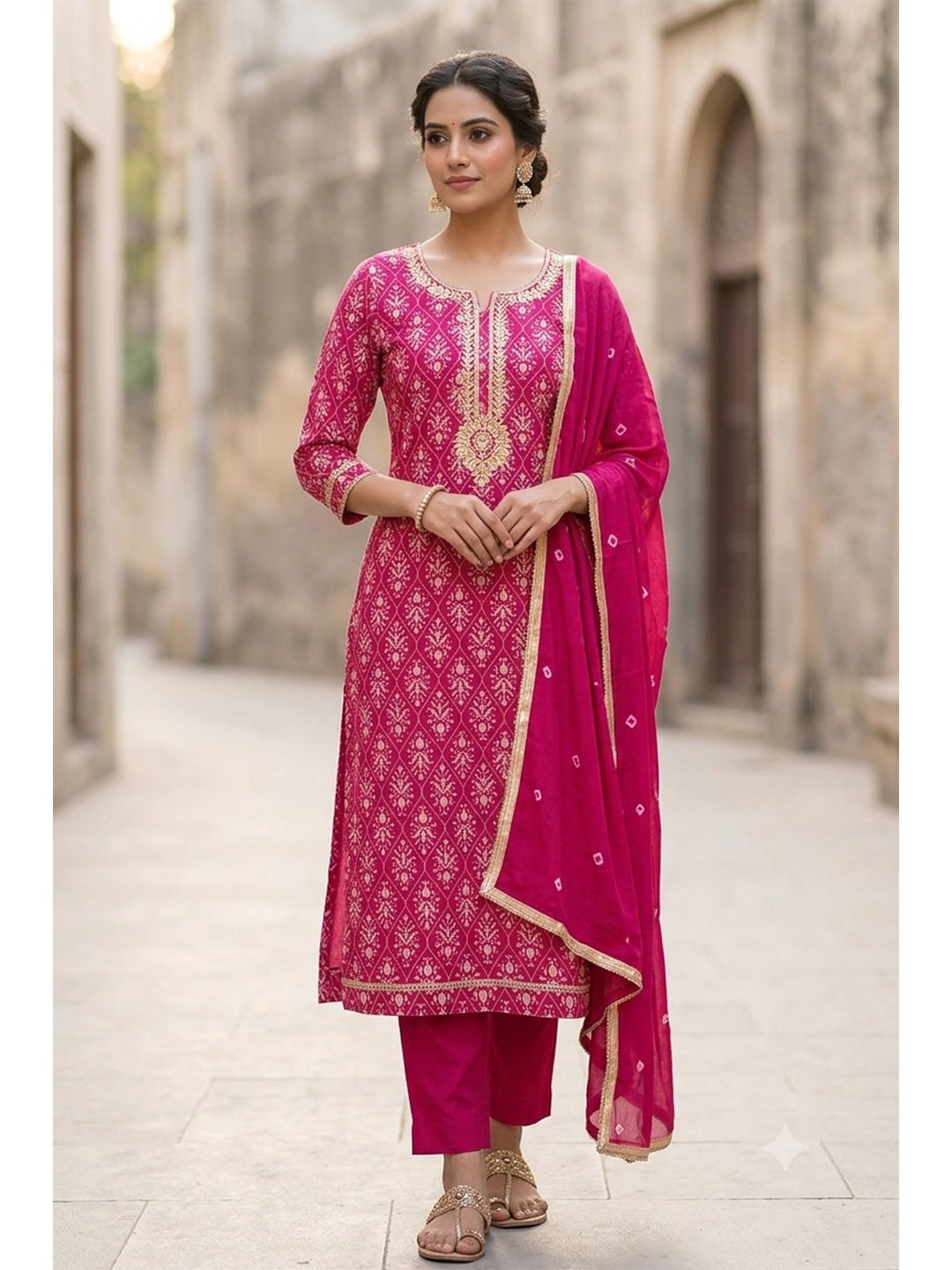 Peachmode Pink Unstitched Dress Material - Image 3