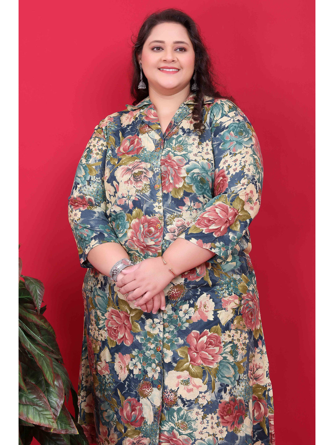 Blue Floral Printed Rayon Co-Ord Set - Image 4