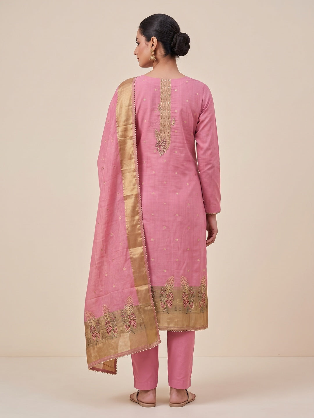 Peachmode Pink Unstitched Dress Material - Image 5