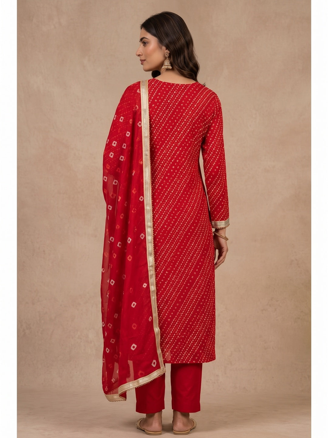 Peachmode Red Unstitched Dress Material - Image 5
