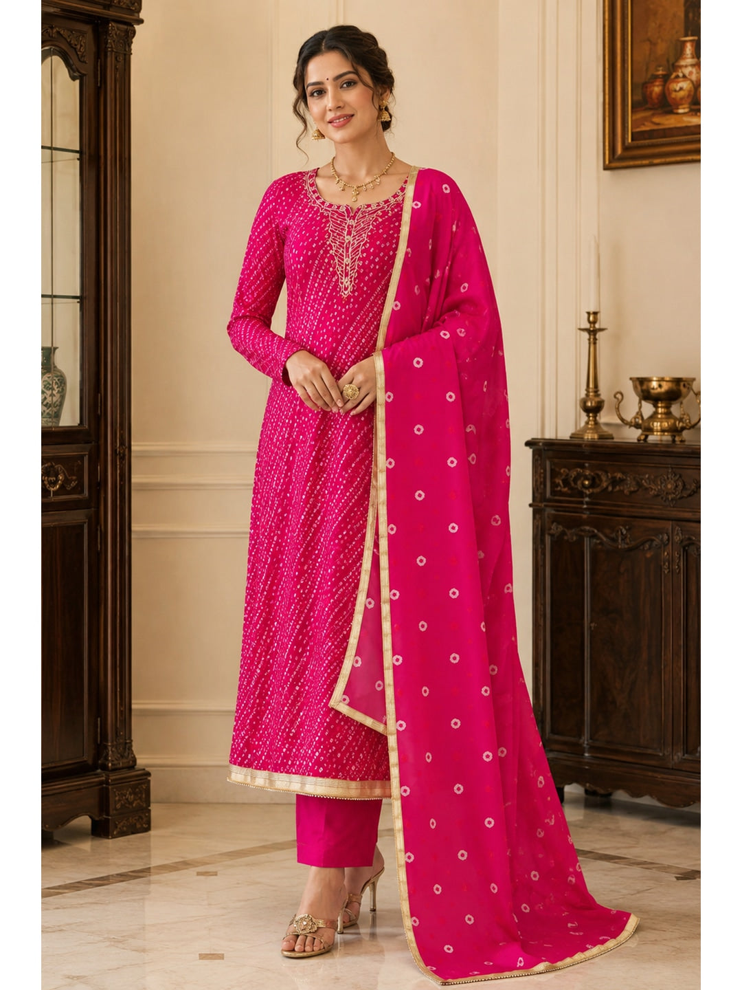 Peachmode Pink Unstitched Dress Material - Image 3