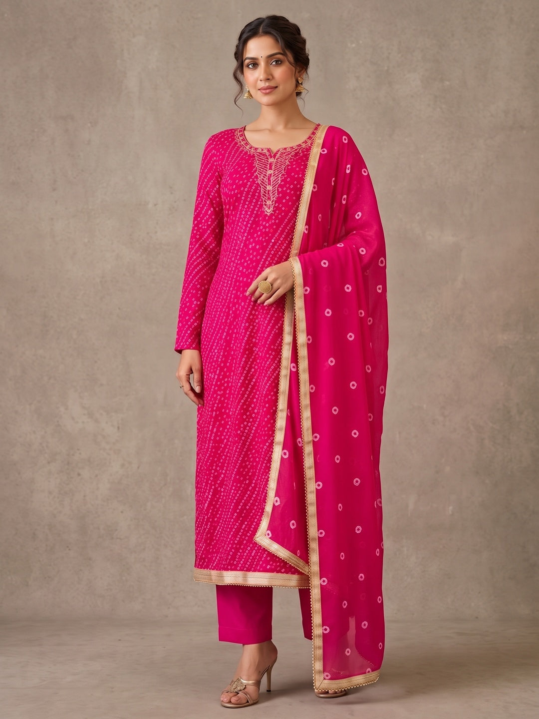 Peachmode Pink Unstitched Dress Material - Image 4