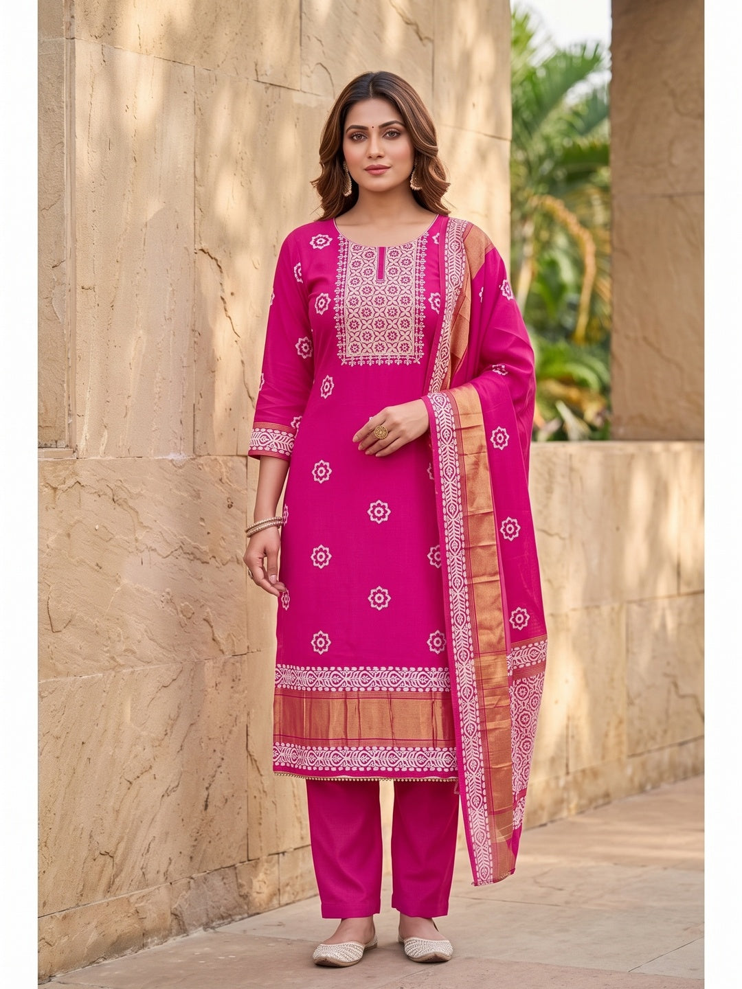 Peachmode Pink Unstitched Dress Material - Image 2