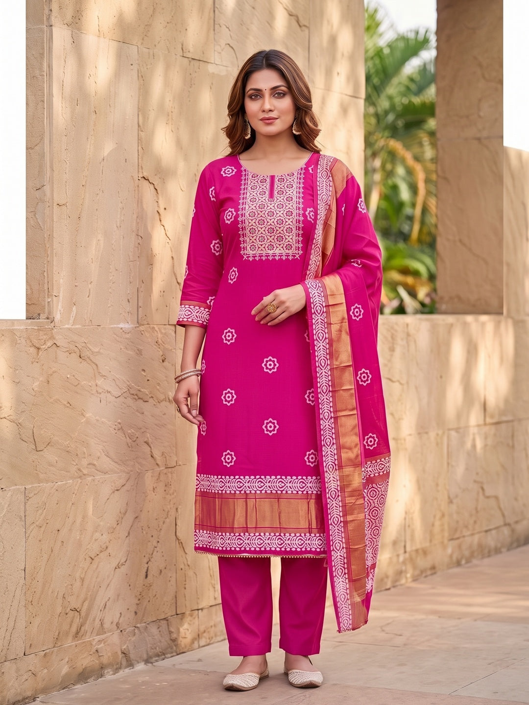 Peachmode Pink Unstitched Dress Material - Image 4