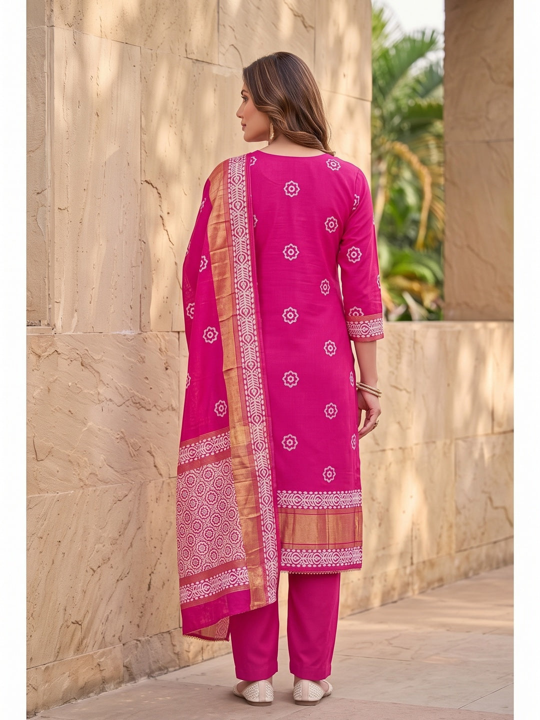 Peachmode Pink Unstitched Dress Material - Image 5