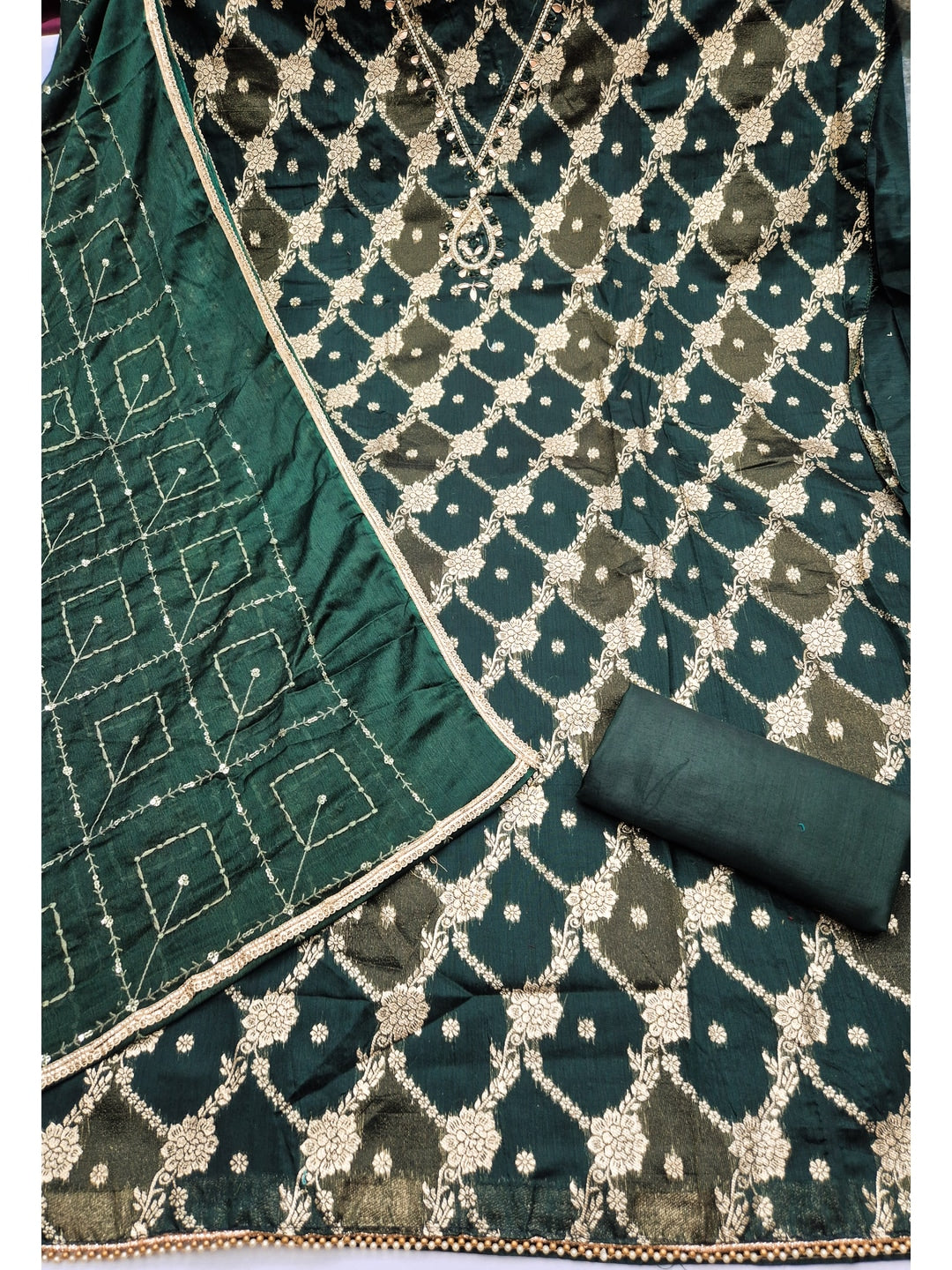 Peachmode Green Unstitched Dress Material - Image 1