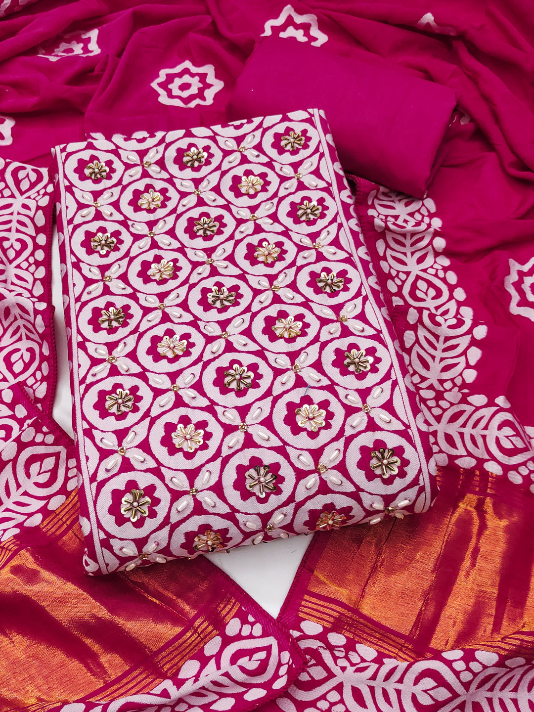 Peachmode Pink Unstitched Dress Material - Image 1