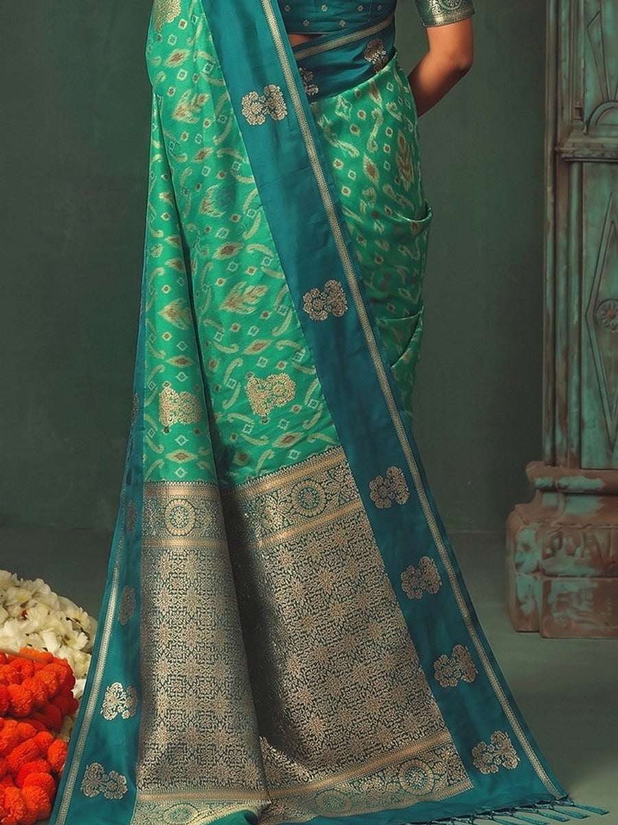 Peachmode Rama Silk Blend Woven Saree - Image 5