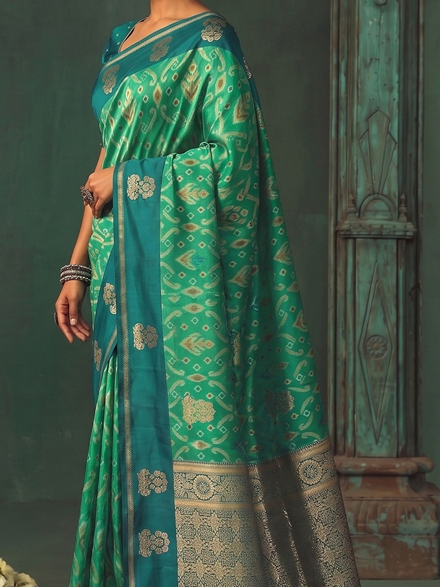 Peachmode Rama Silk Blend Woven Saree - Image 6