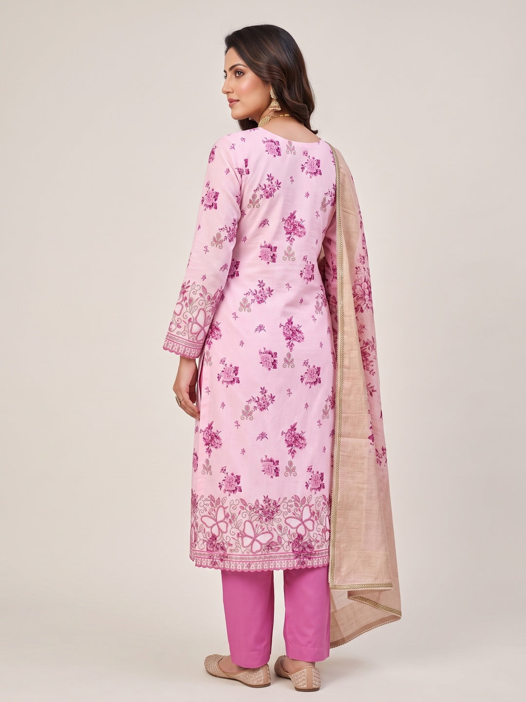 Peachmode Pink Unstitched Dress Material - Image 5