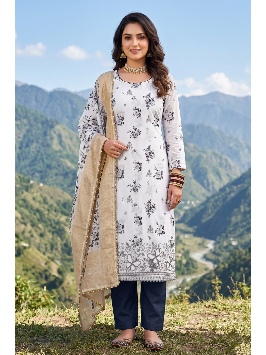 Peachmode Grey Unstitched Dress Material - Image 2
