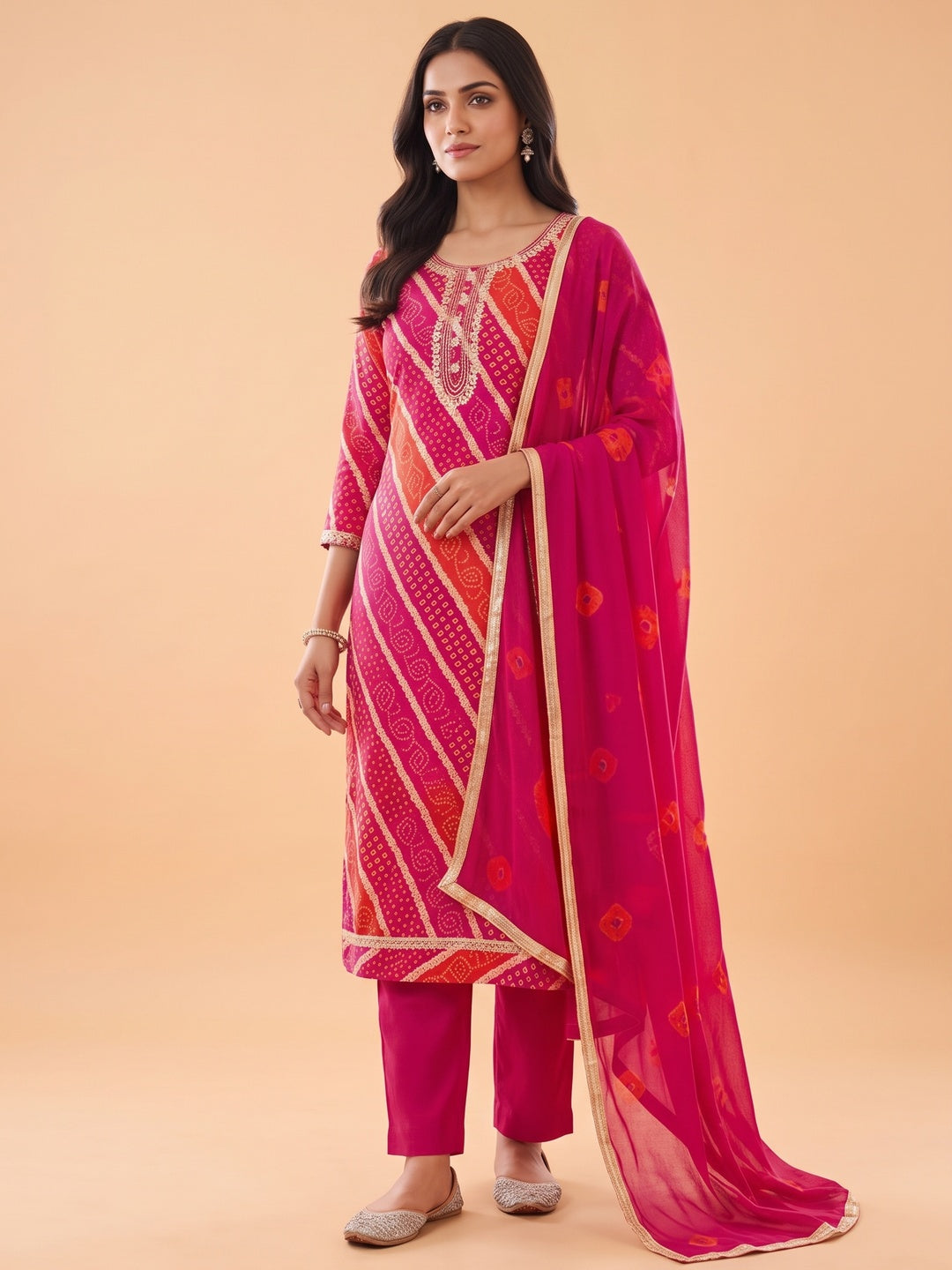 Peachmode Pink Unstitched Dress Material - Image 3