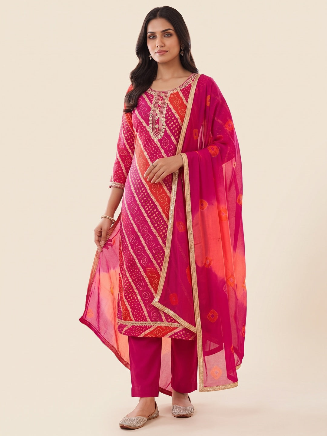 Peachmode Pink Unstitched Dress Material - Image 4
